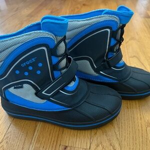 CROCS Kids' Black and Blue Snow Boots